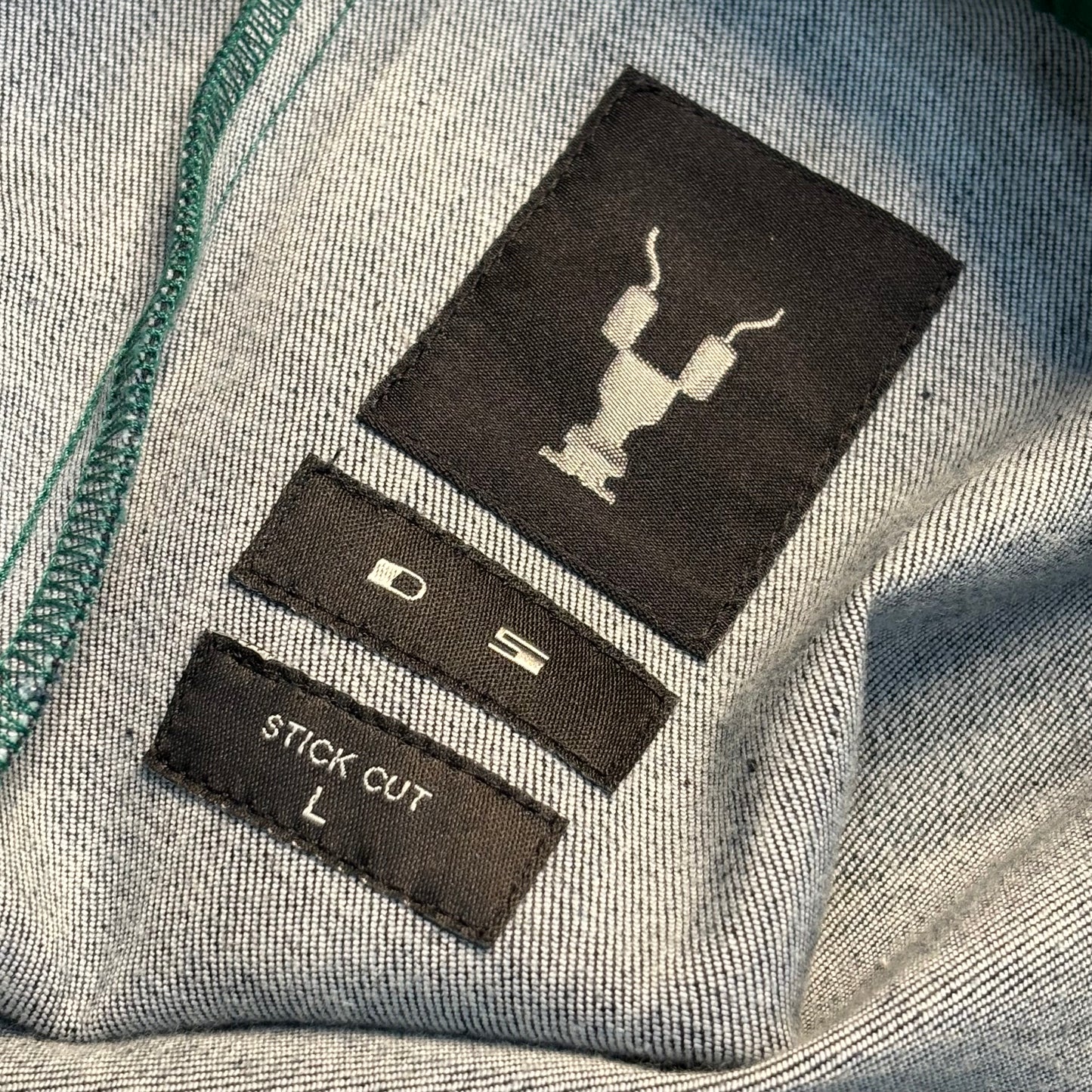 Rick Owens Green Waxed Stick Cut Denim