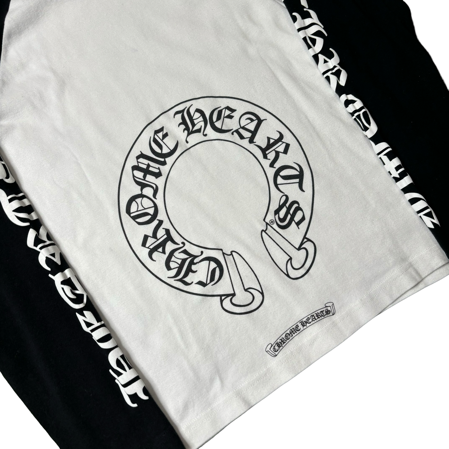 Chrome Hearts White/Black Horseshoe Logo Baseball Shirt