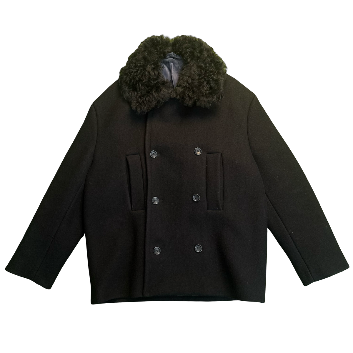 Vintage Black Leather & Shearling Aviator Jacket