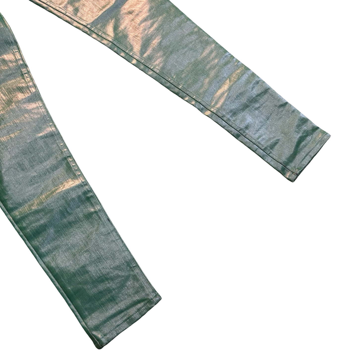 Rick Owens Green Waxed Stick Cut Denim