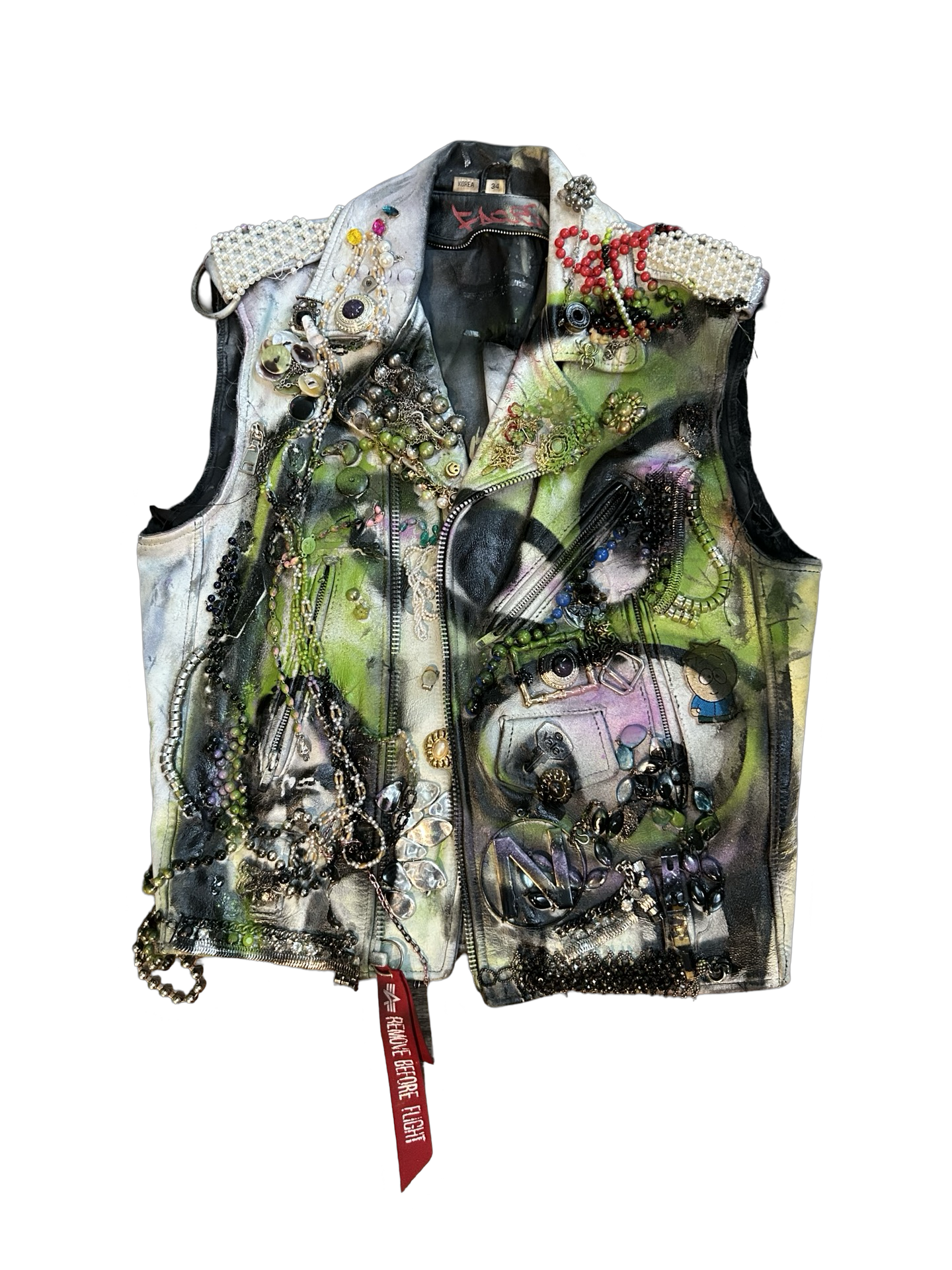 1 of 1 Nyree Arts Bejeweled Leather Biker Vest