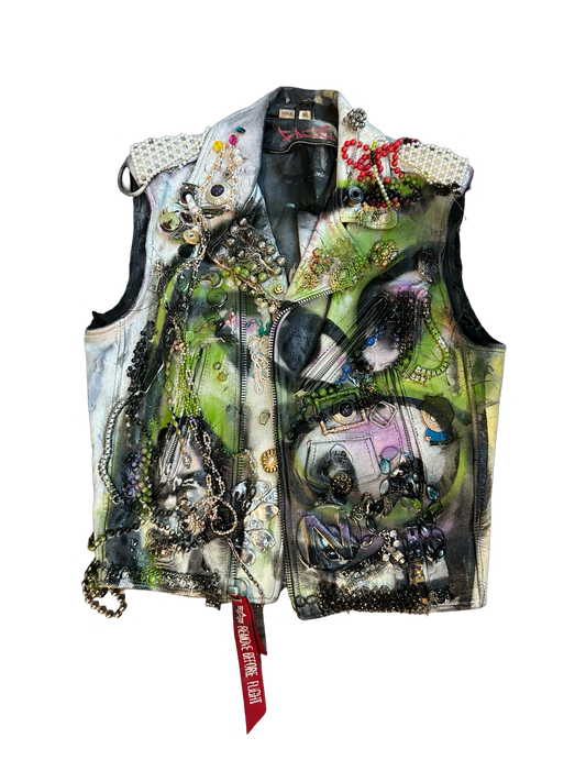 1 of 1 Nyree Arts Bejeweled Leather Biker Vest