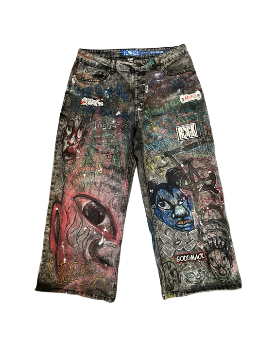 Nyree Arts 1 of 1 Faces Graffiti Denim