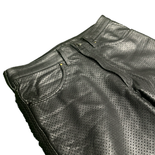 Kadoya Leather Mesh Flare Pants