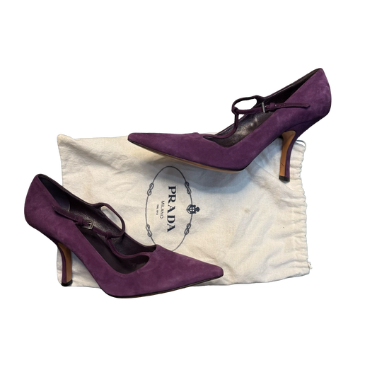 Prada Suede Pointed-Toe Heels