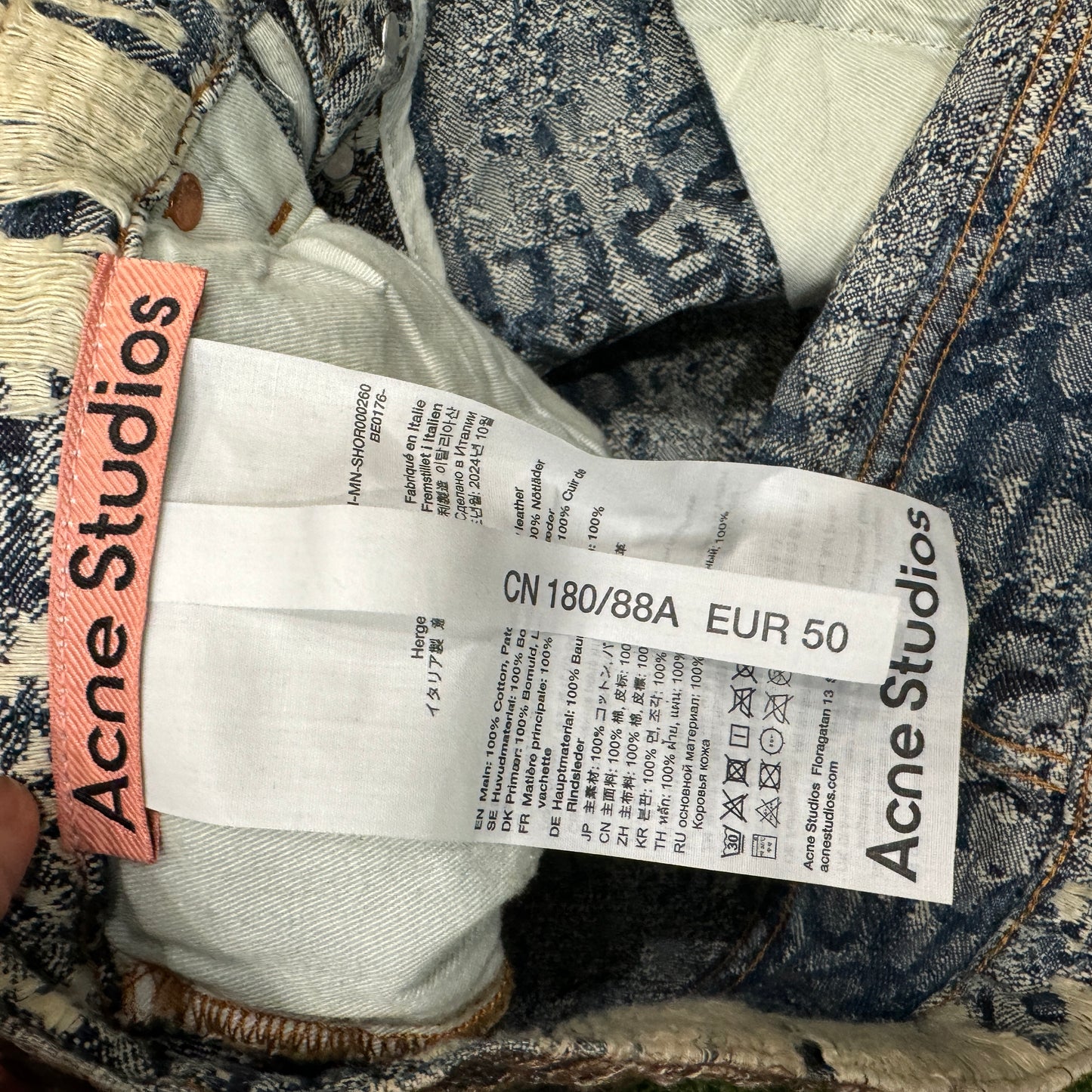 Acne Studios Distressed Waxed Denim Shorts