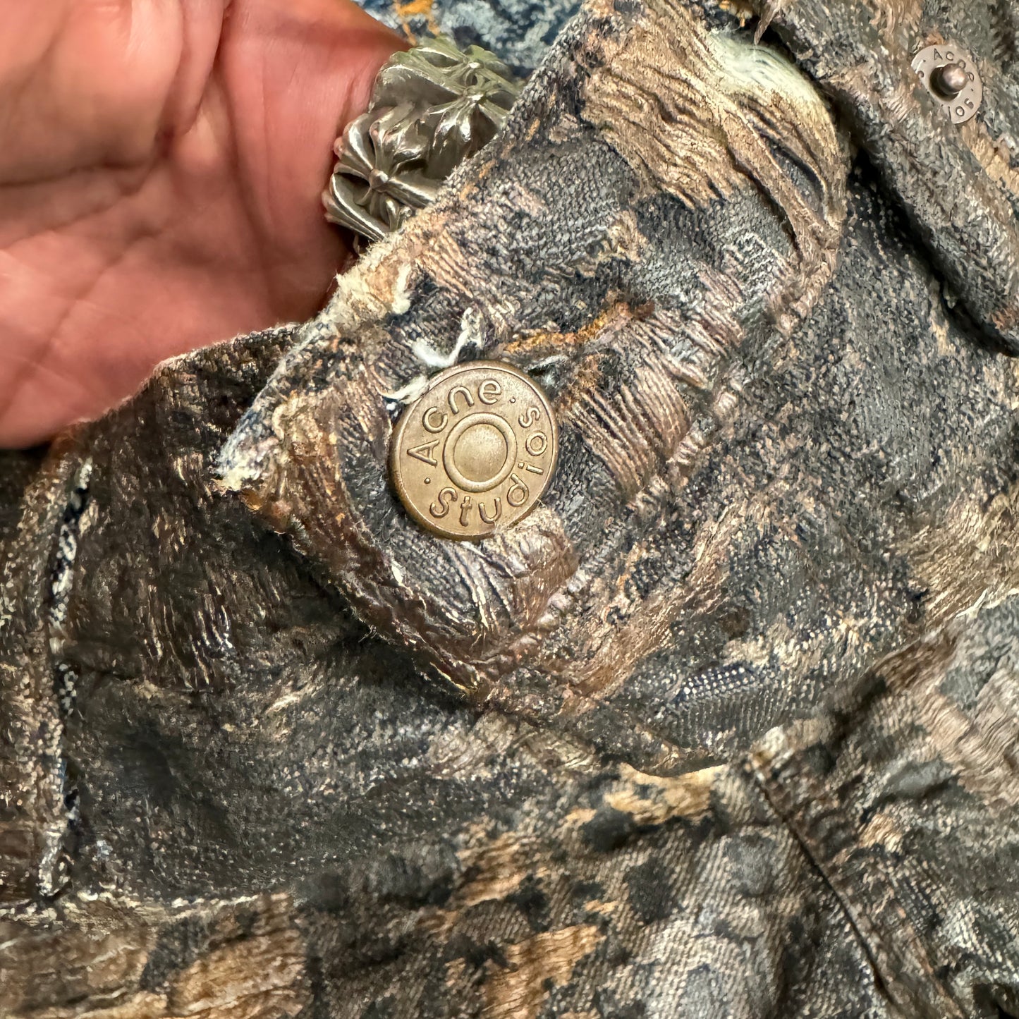 Acne Studios Distressed Waxed Denim Shorts