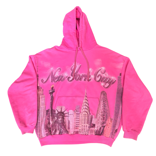 Balenciaga New York Pink Airbrushed Hoodie