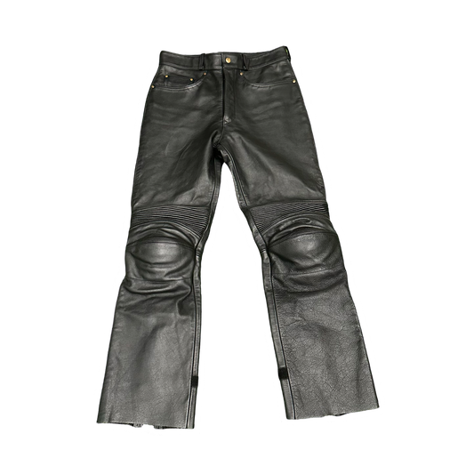 Leather Padded Knee Biker Pants