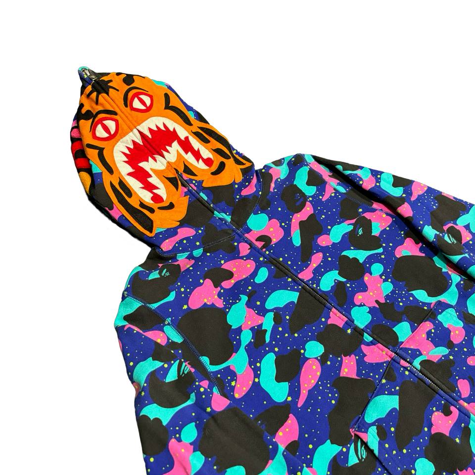 A Bathing Ape x "Kid Cudi " Tiger Camo Full Zip Hoodie