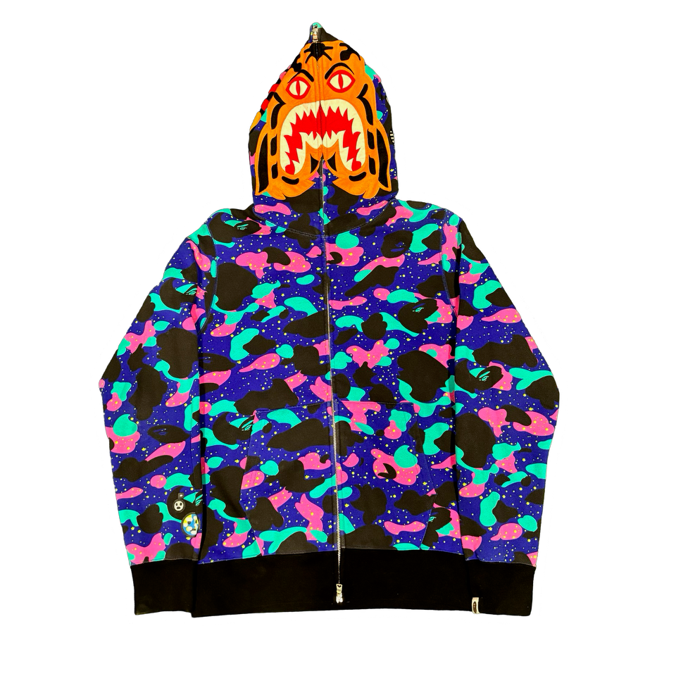 A Bathing Ape x "Kid Cudi " Tiger Camo Full Zip Hoodie