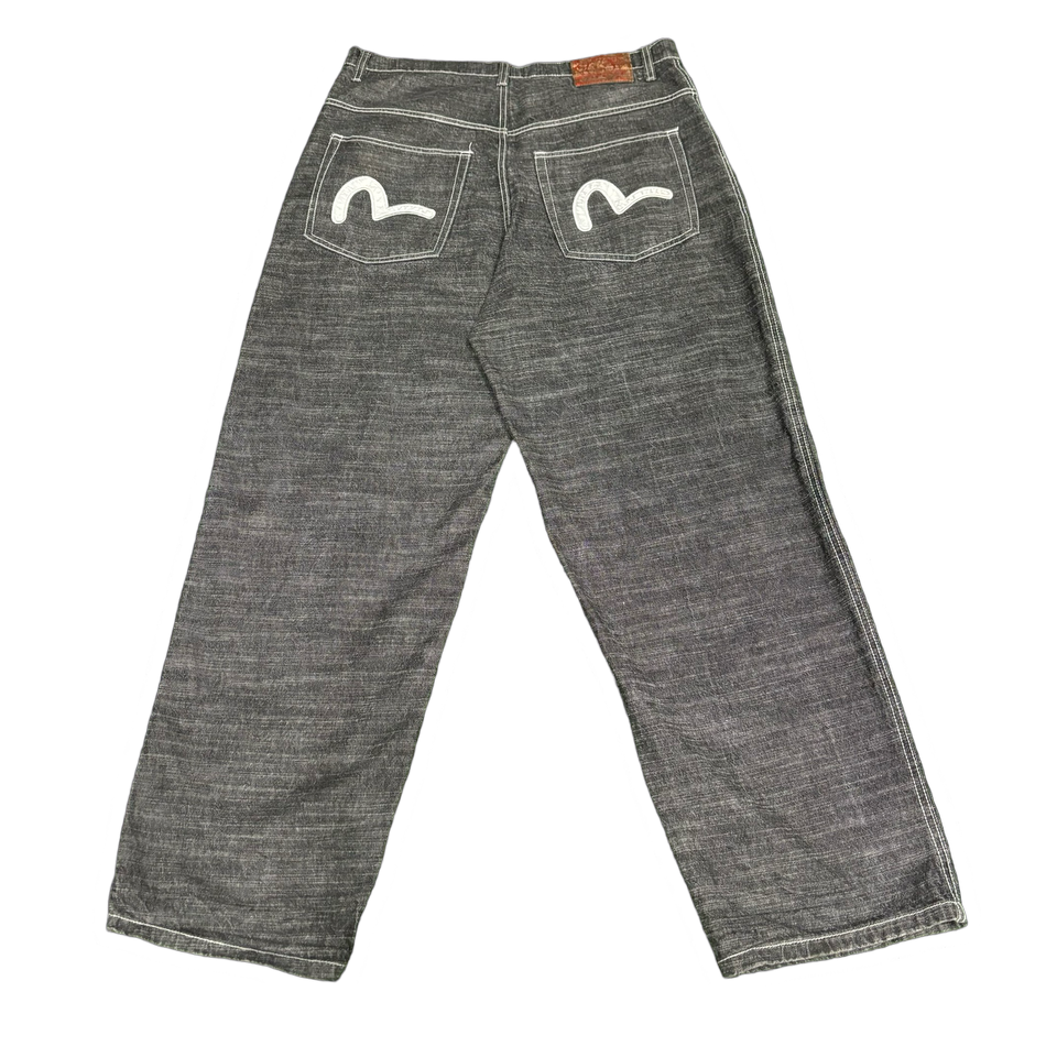 Evisu Grey and Red Multi-Pocket Denim